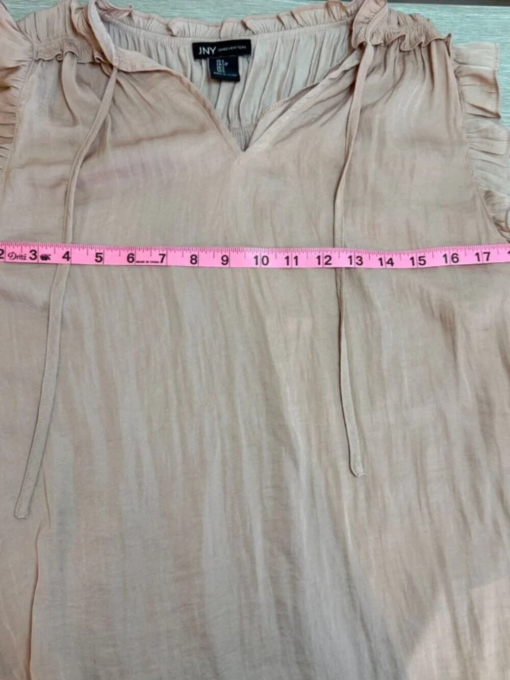 Jones New York JNY Women's Ruffle Sleeve Blouse S Peach